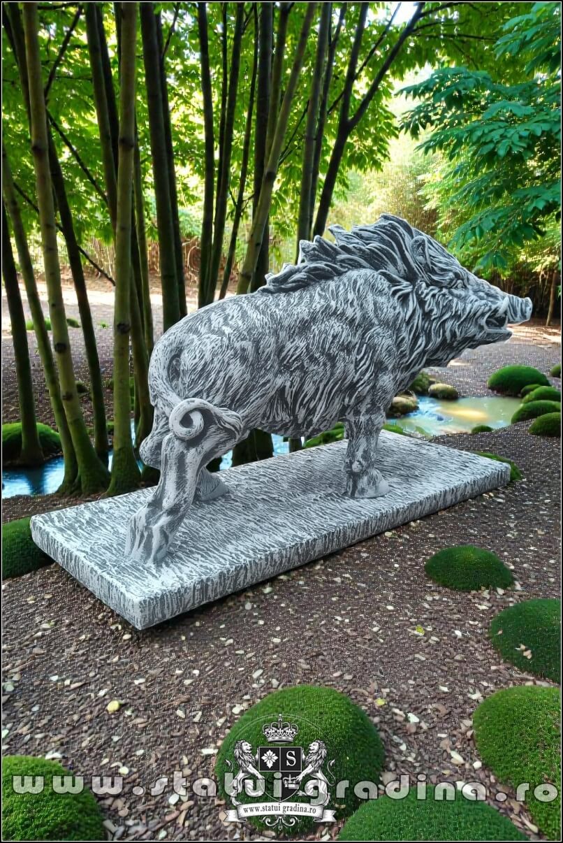 Statuetă porc mistrete, gri patinat, model S81. (3)