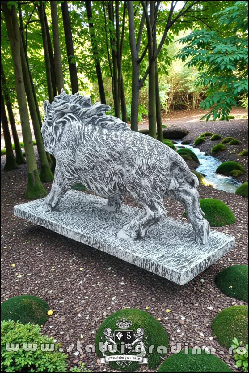 Statuetă porc mistrete, gri patinat, model S81. (4)