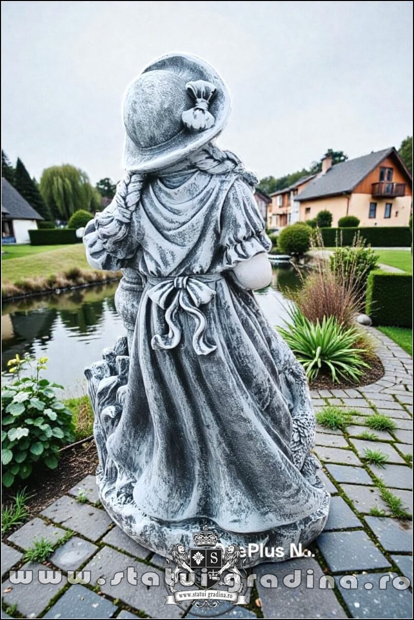 Statuetă țărăncuța la pompă, gri patinat, model S105. (4)