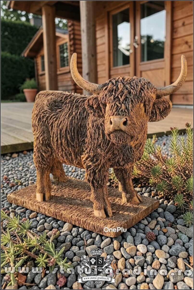 Statuetă văcuță Highland, galben patinat, model S106. (1)