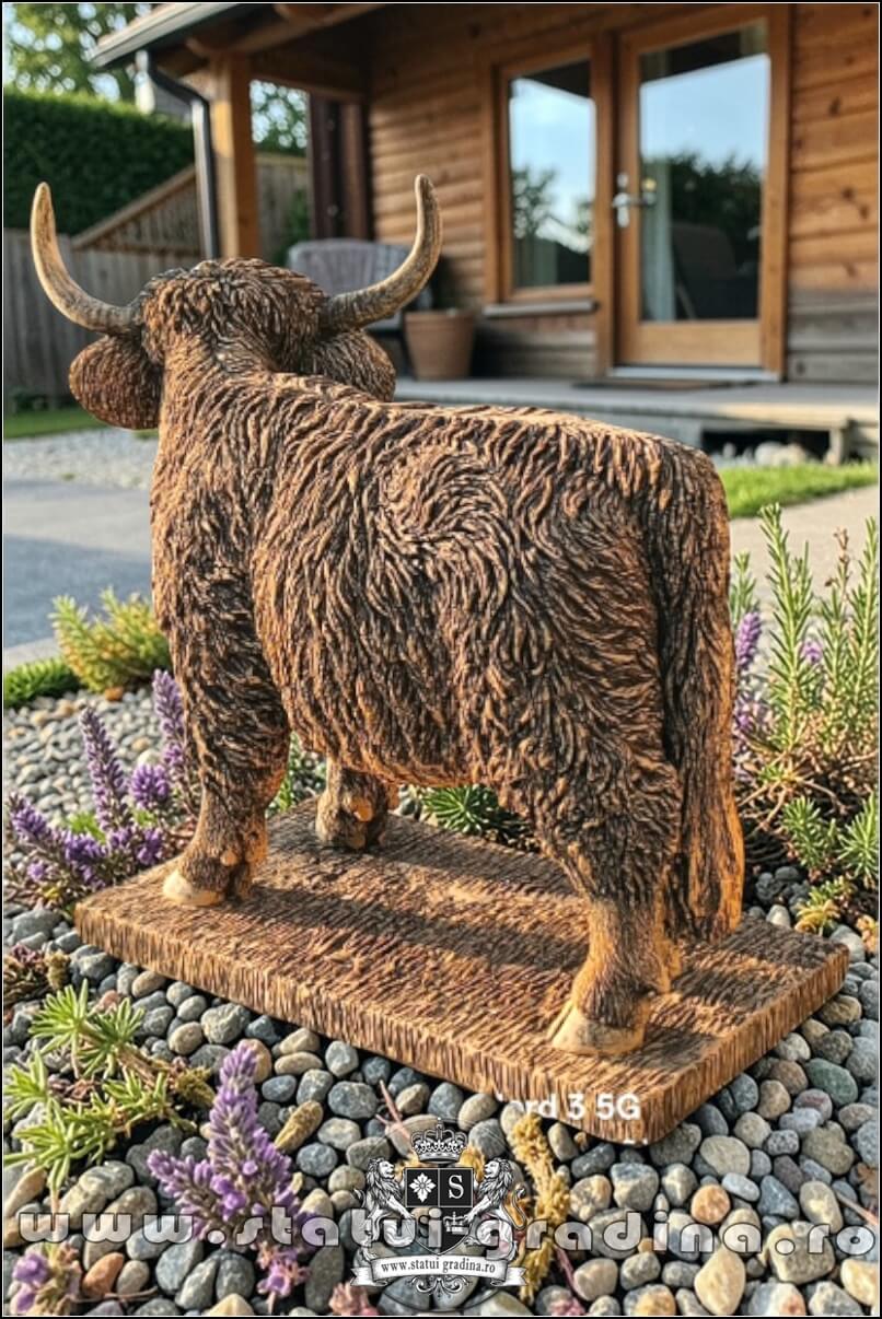 Statuetă văcuță Highland, galben patinat, model S106. (4)