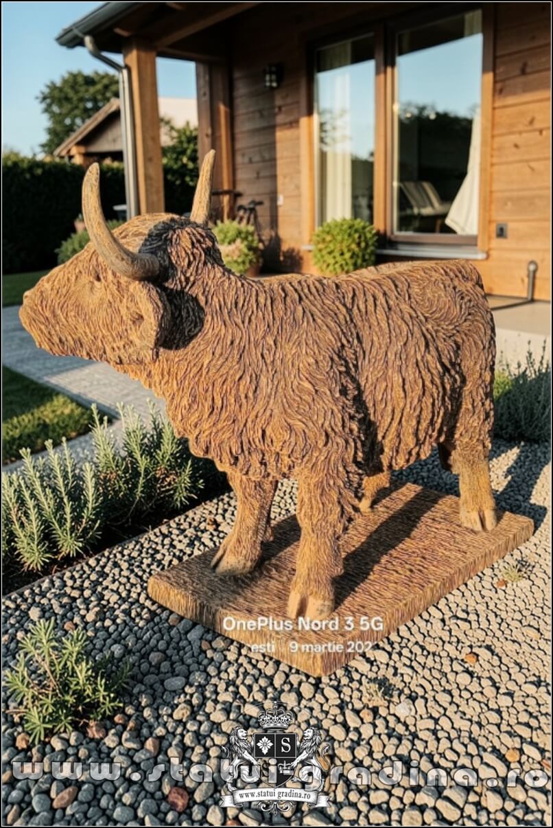 Statuetă văcuță Highland, galben patinat, model S106. (5)