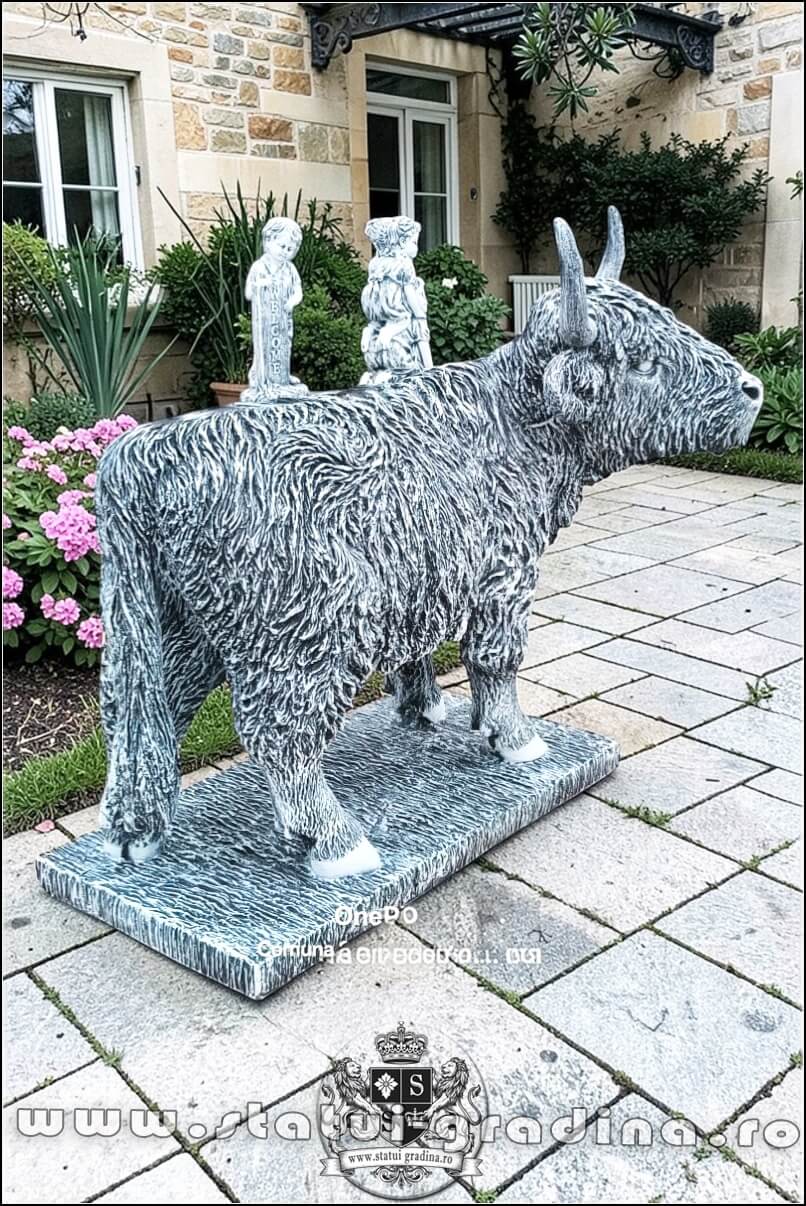 Statuetă văcuță Highland, gri patinat, model S106. (2)