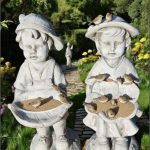 Statuete hrănitoare de păsări, gri antichizat, model S111.