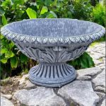 Vază mare, ornament stejar, gri antichizat, model V5.