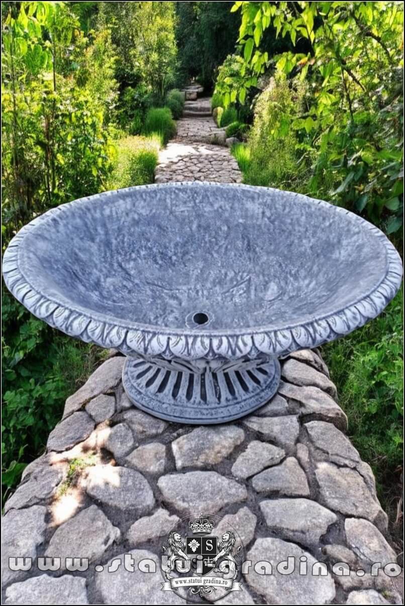 Vază mare, ornament stejar, gri antichizat, model V5. (2)