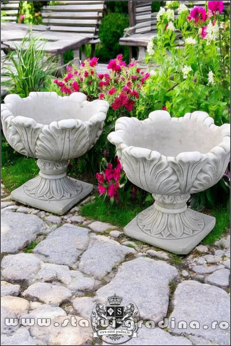 Vază ornament model lalea, gri patinat, model V9. (1)