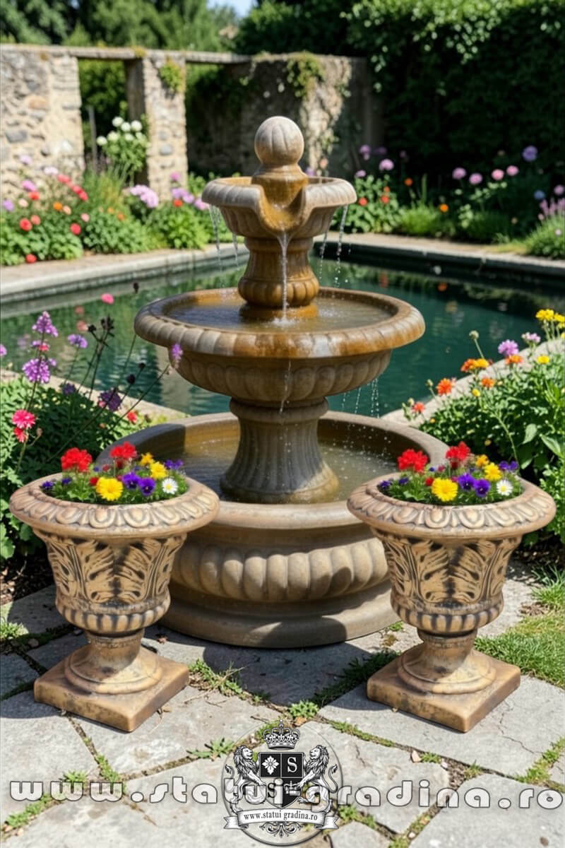 Vază ornament stejar cu picior, arămiu patinat, model V3. (5)