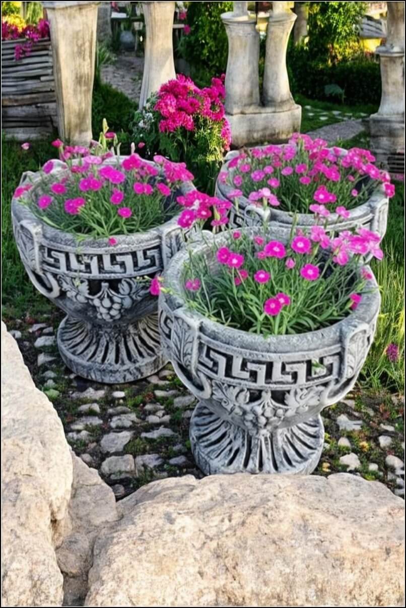 Vază ornament versace, gri patinat, model V8. (1)