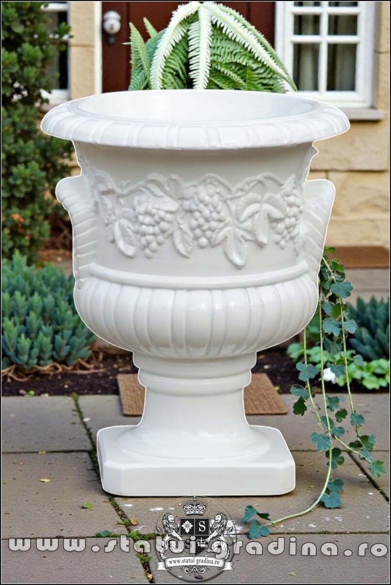 Vază vița-de-vie, alb marmorat, model V4. (1)