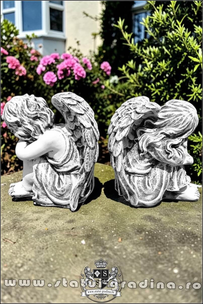 Set statuete îngerași adormiți, gri patinat, model S22. (4)