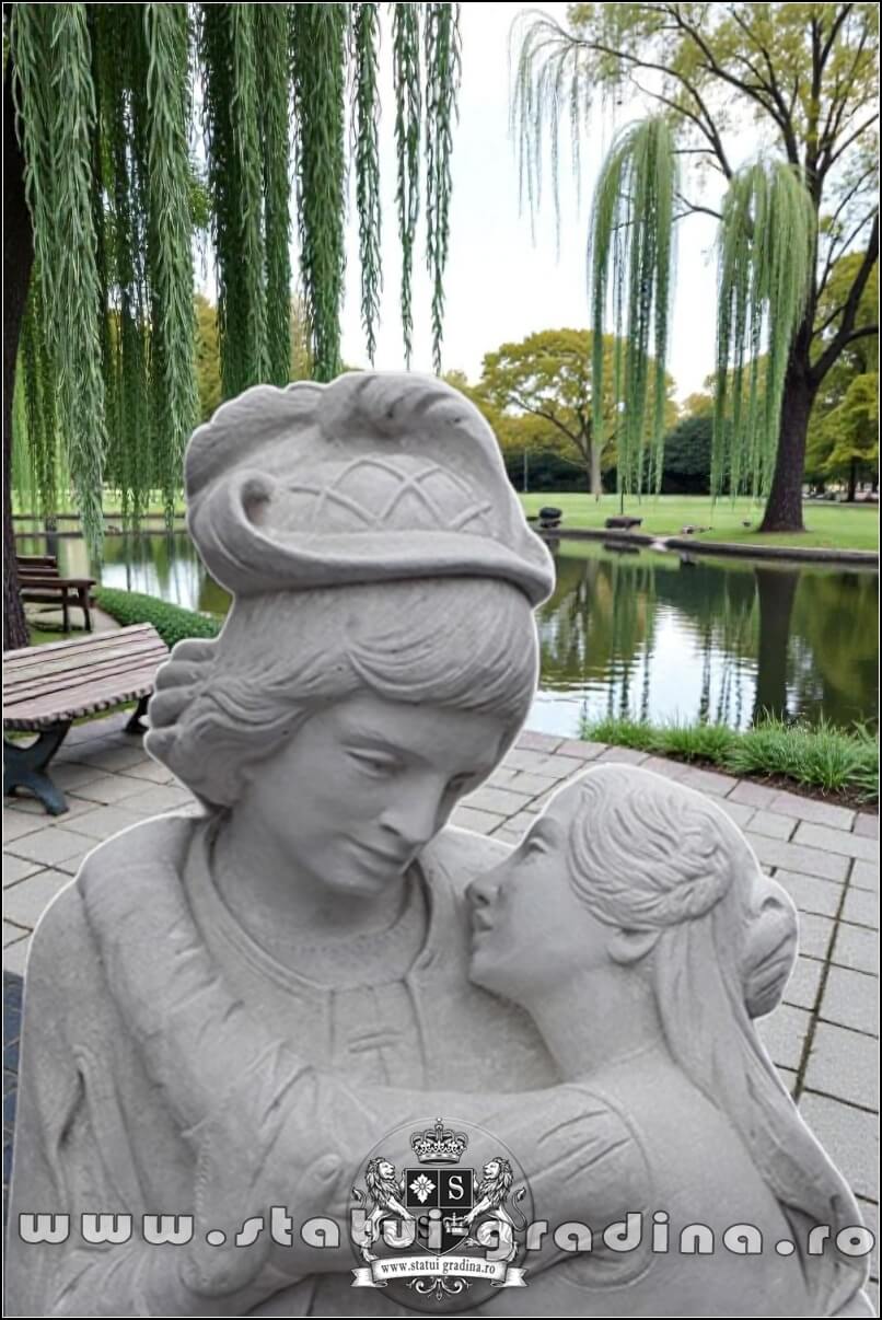 Statuetă Romeo și Julieta, alb marmorat, model S55. (2)