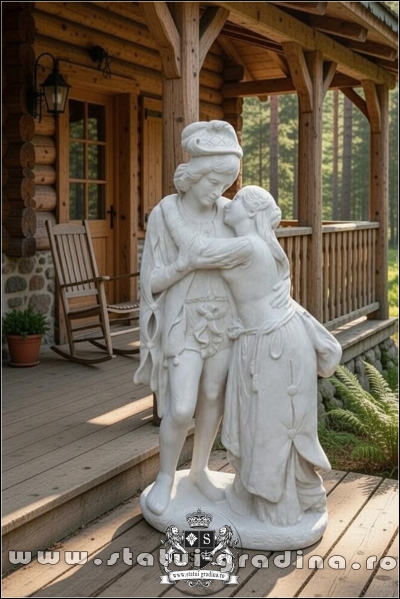 Statuetă Romeo și Julieta, alb marmorat, model S55. (5)