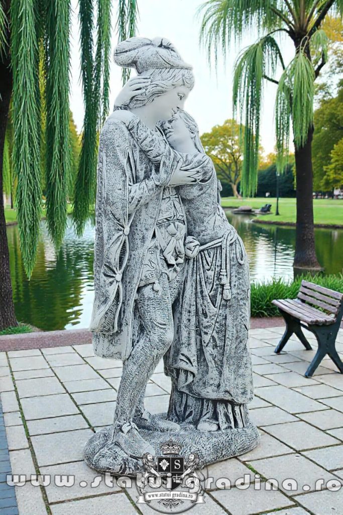 Statui Statuetă Romeo și Julieta, gri patinat, model S55. | 🌐 statui-grădină.ro