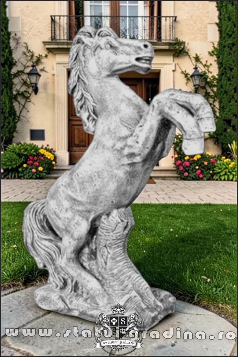 Statuetă căluț mare, gri patinat, model S37. (1)