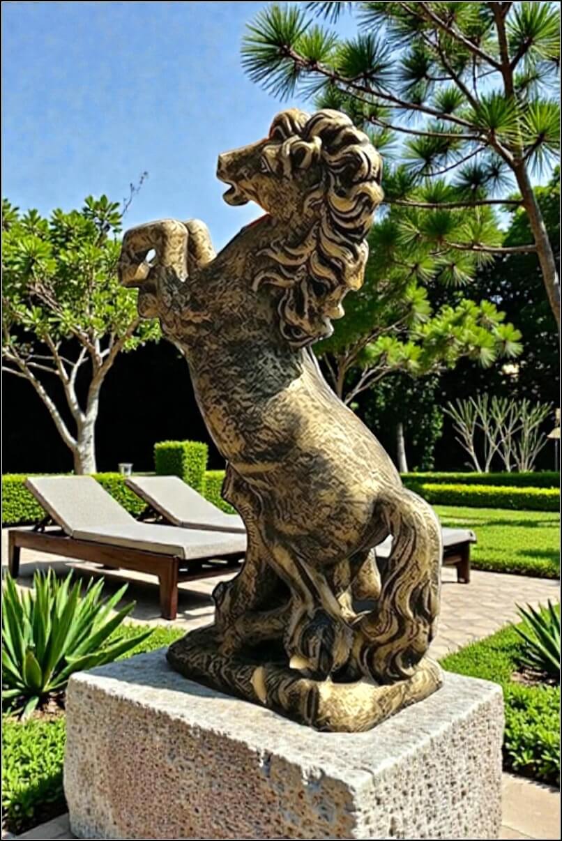 Statuetă căluț mediu, auriu patinat, model S37. (2)