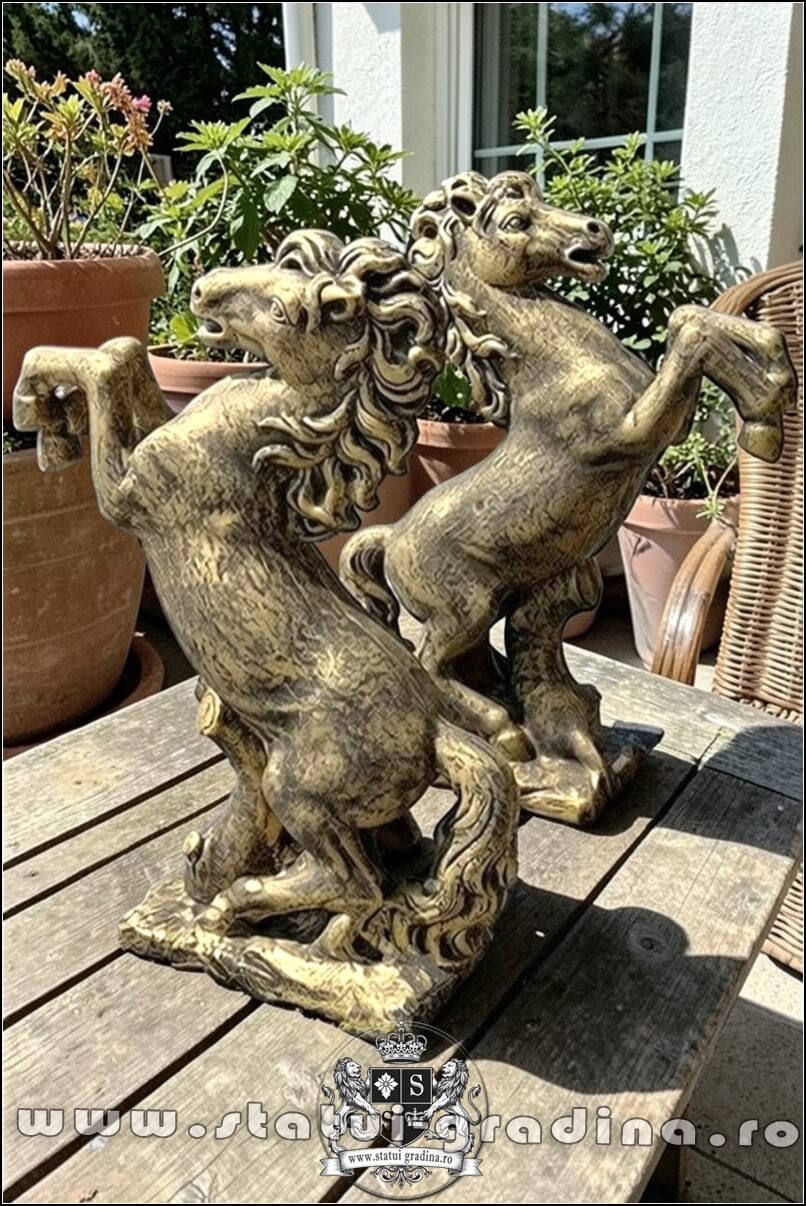 Statuetă căluț mediu, auriu patinat, model S37. (3)