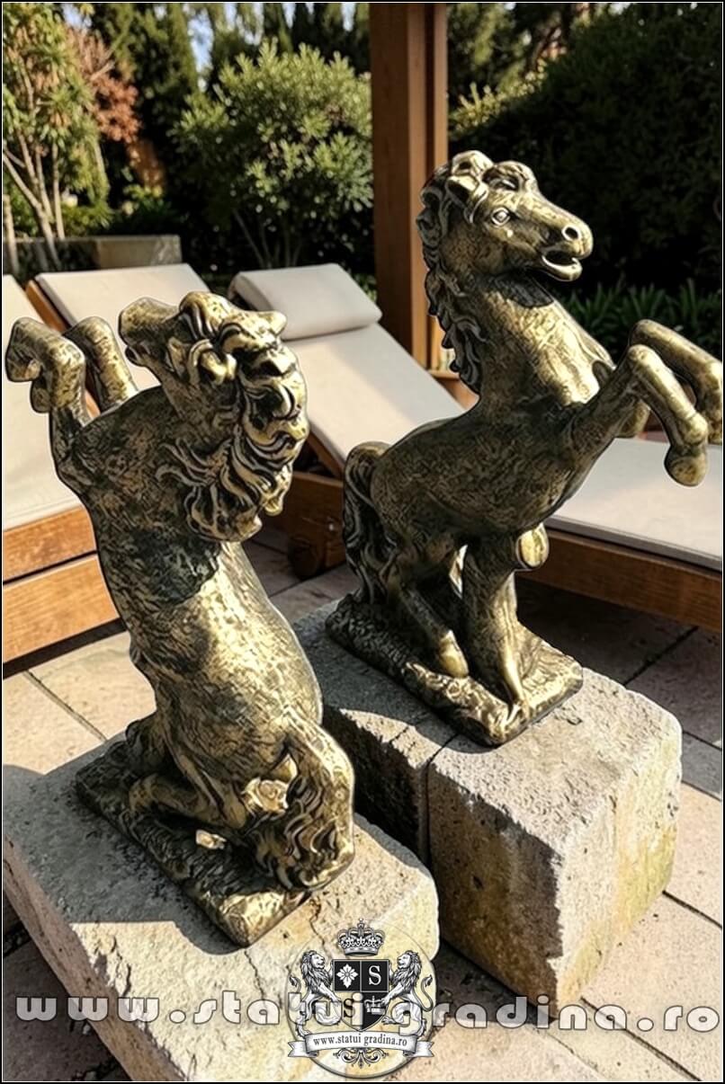 Statuetă căluț mediu, auriu patinat, model S37. (4)