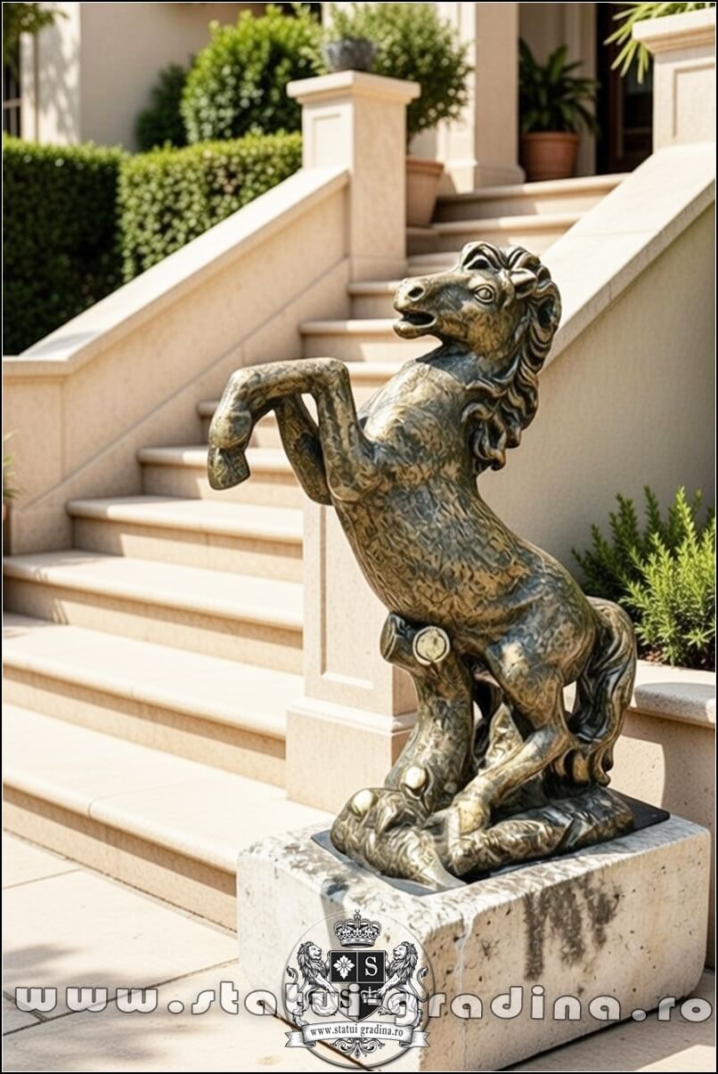 Statuetă căluț mediu, auriu patinat, model S37. (5)