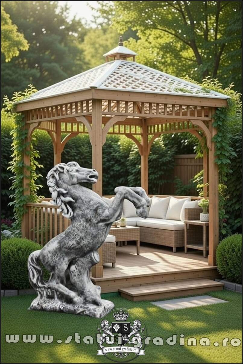 Statuetă căluț mediu, gri patinat, model S37 mediu. (5)