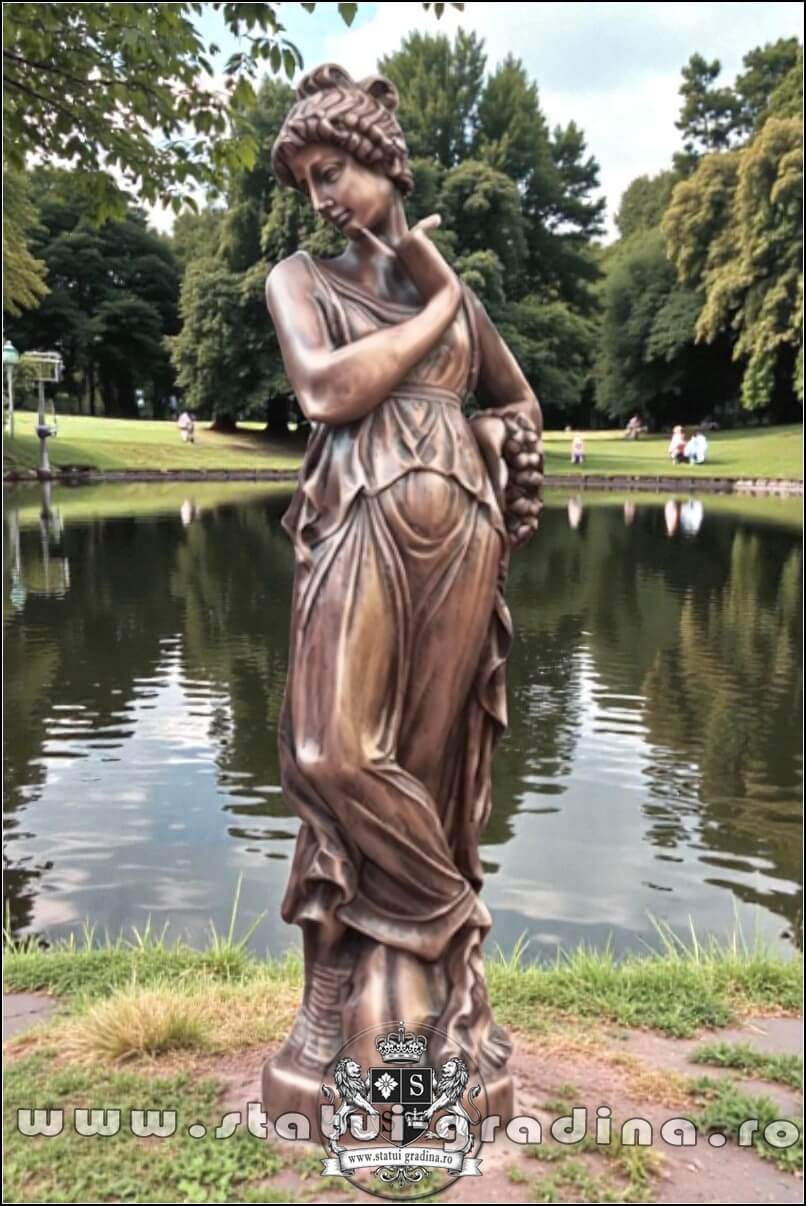 Statuetă domnița cu coroniță, arămiu patinat, model S44. (1)