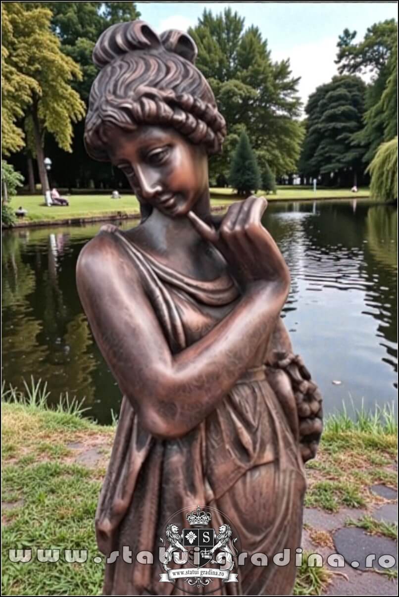 Statuetă domnița cu coroniță, arămiu patinat, model S44. (2)