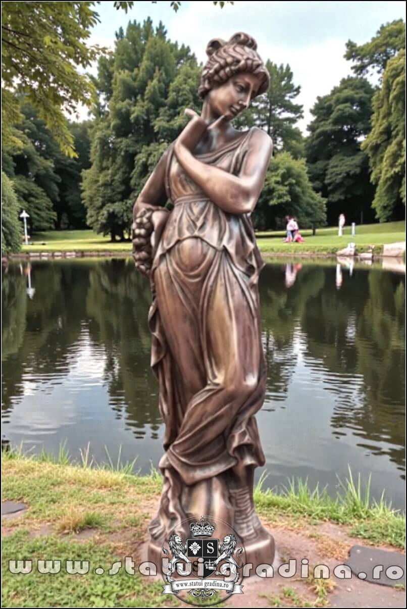 Statuetă domnița cu coroniță, arămiu patinat, model S44. (3)