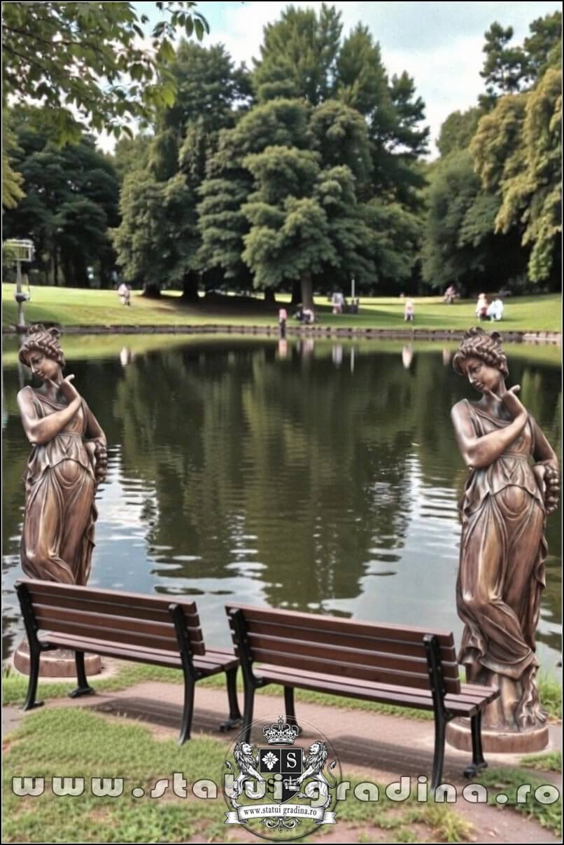 Statuetă domnița cu coroniță, arămiu patinat, model S44. (5)