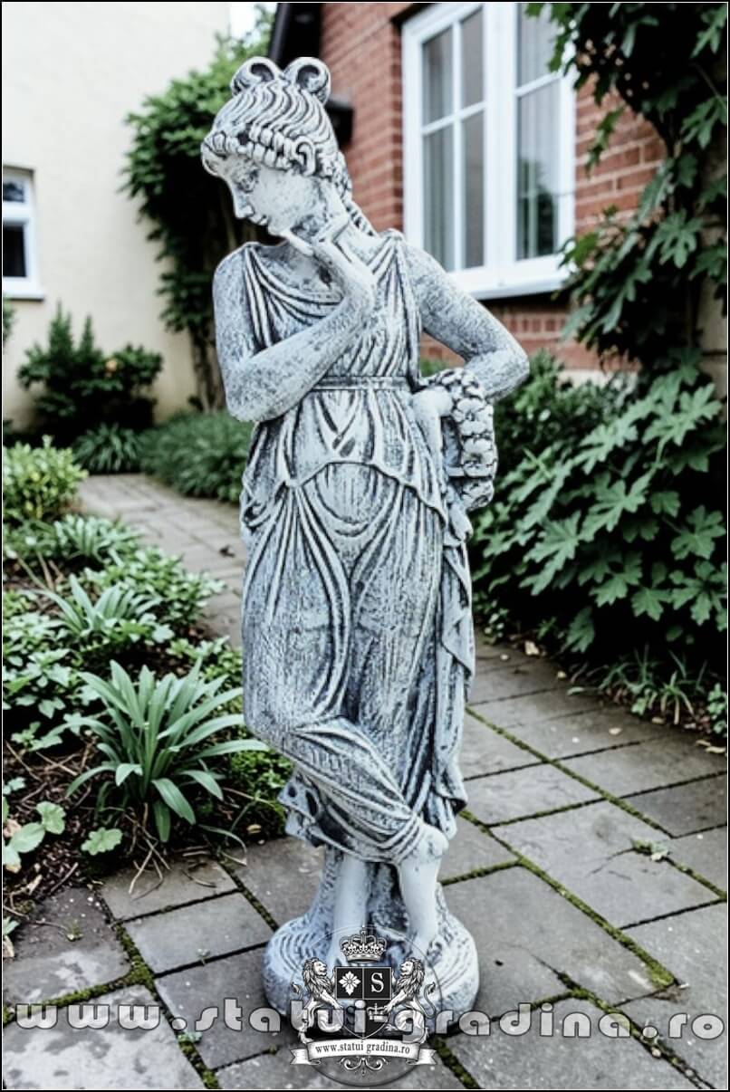 Statuetă domnița cu coroniță, gri patinat, model S44. (1)