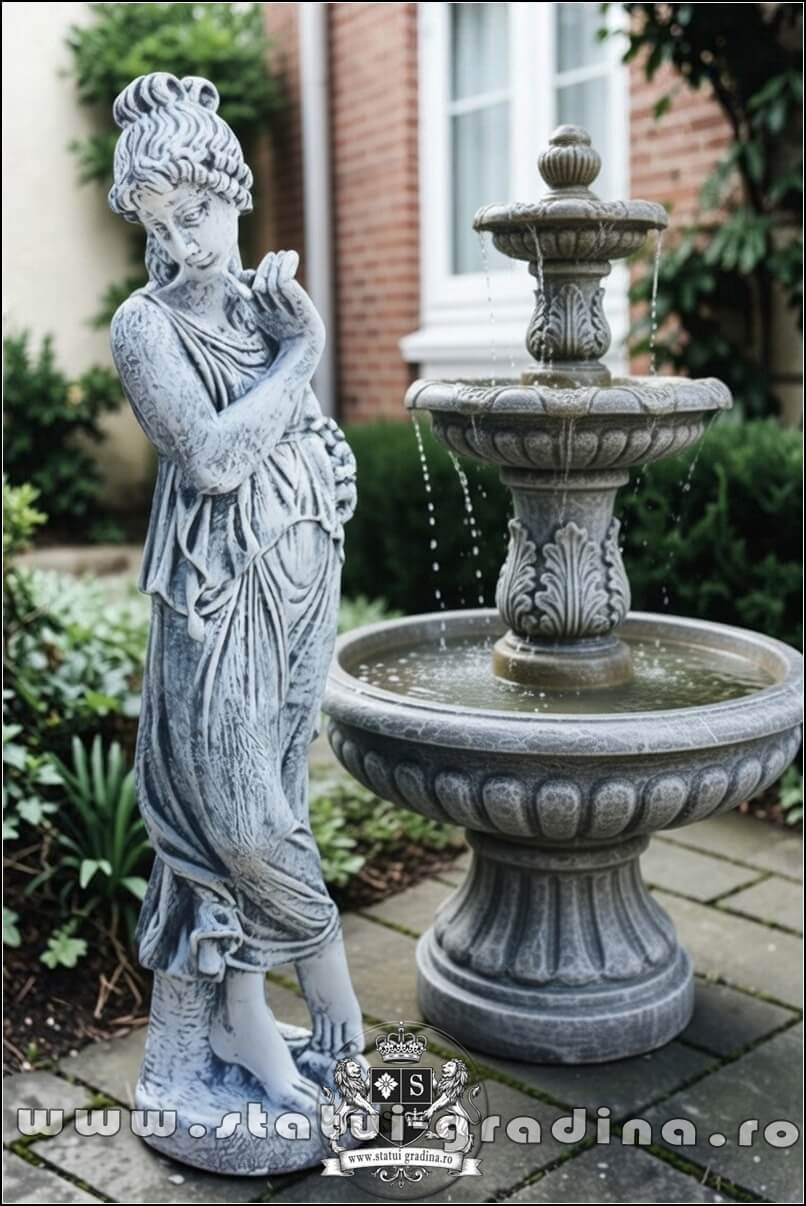 Statuetă domnița cu coroniță, gri patinat, model S44. (6)