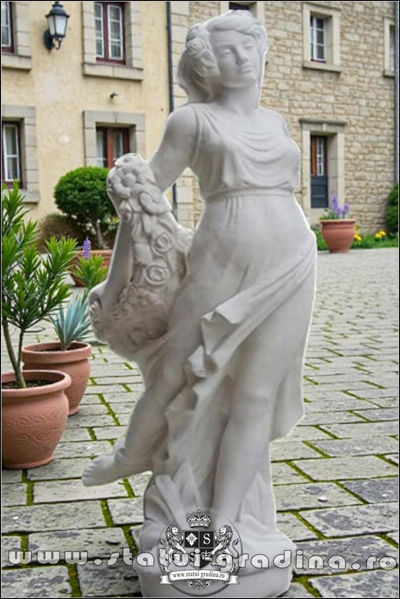 Statuetă domnița cu flori, alb marmorat, model S50. {1} (1)