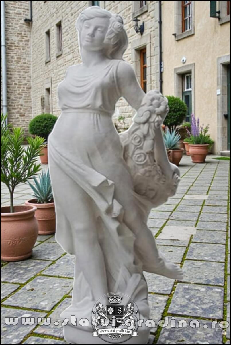 Statuetă domnița cu flori, alb marmorat, model S50. {1} (2)