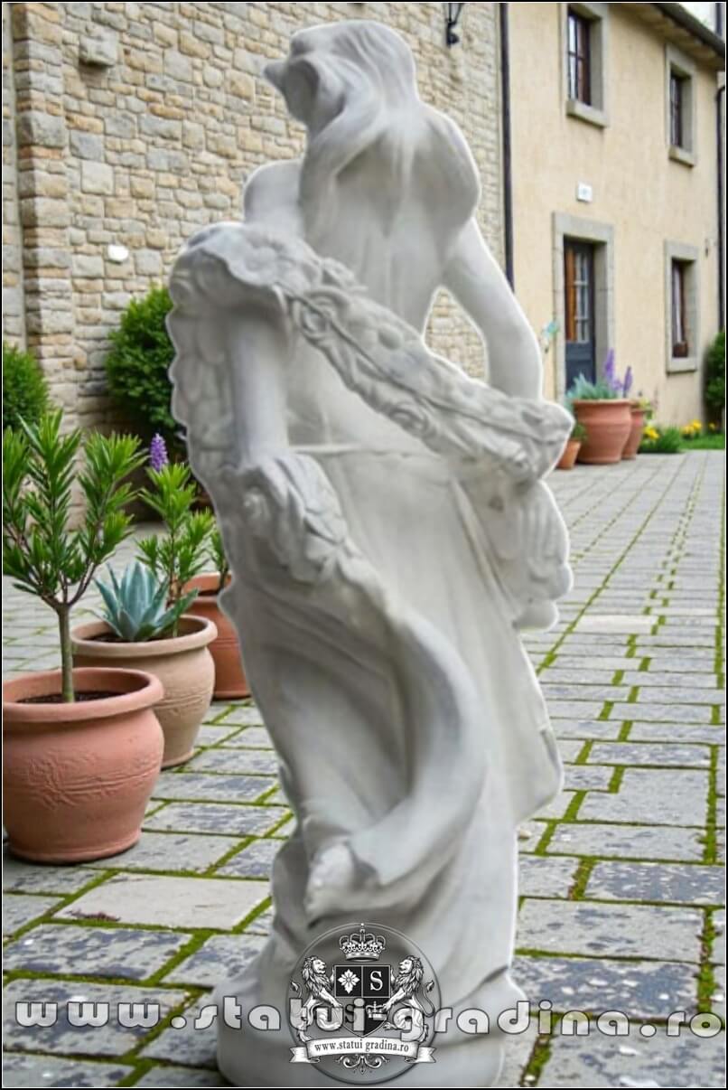 Statuetă domnița cu flori, alb marmorat, model S50. {1} (4)