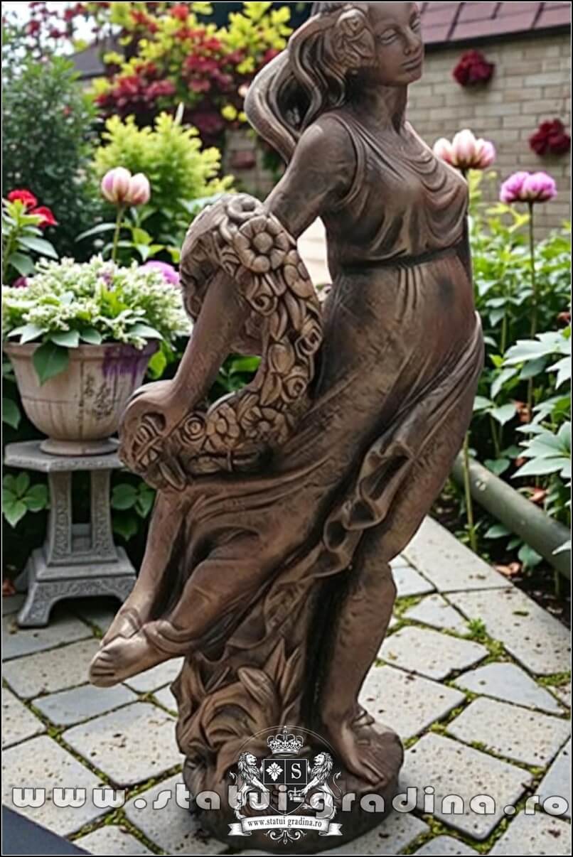 Statuetă domnița cu flori, arămiu marmorat, model S50. {1} (2)