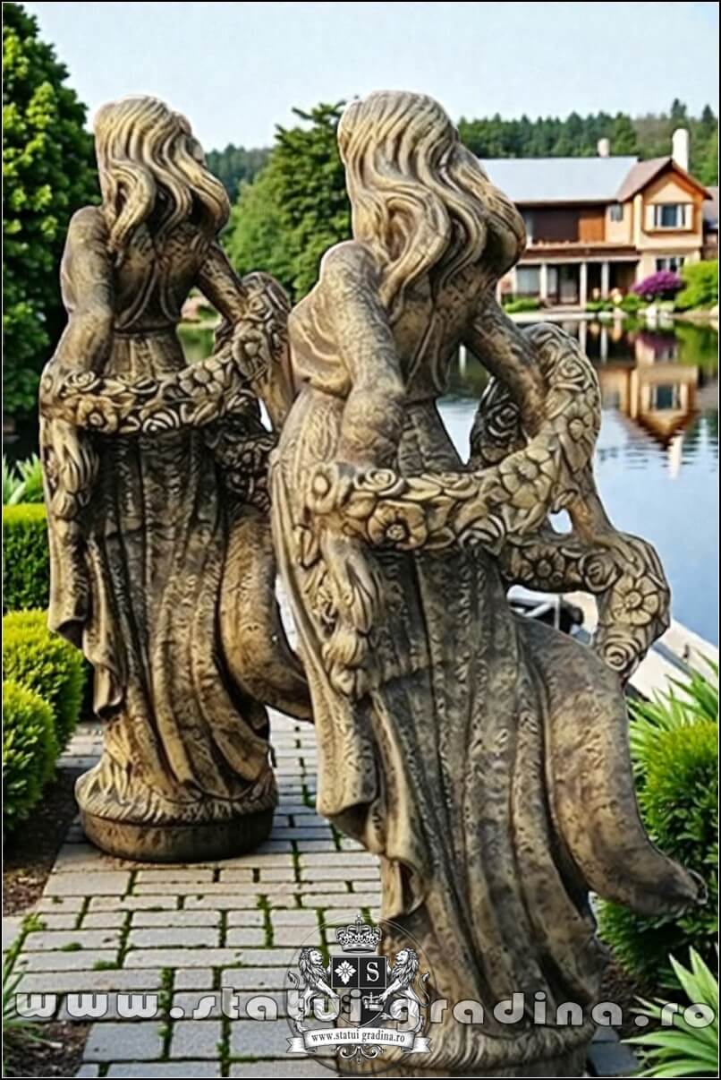 Statuetă domnița cu flori, auriu marmorat, model S50. {1} (4)