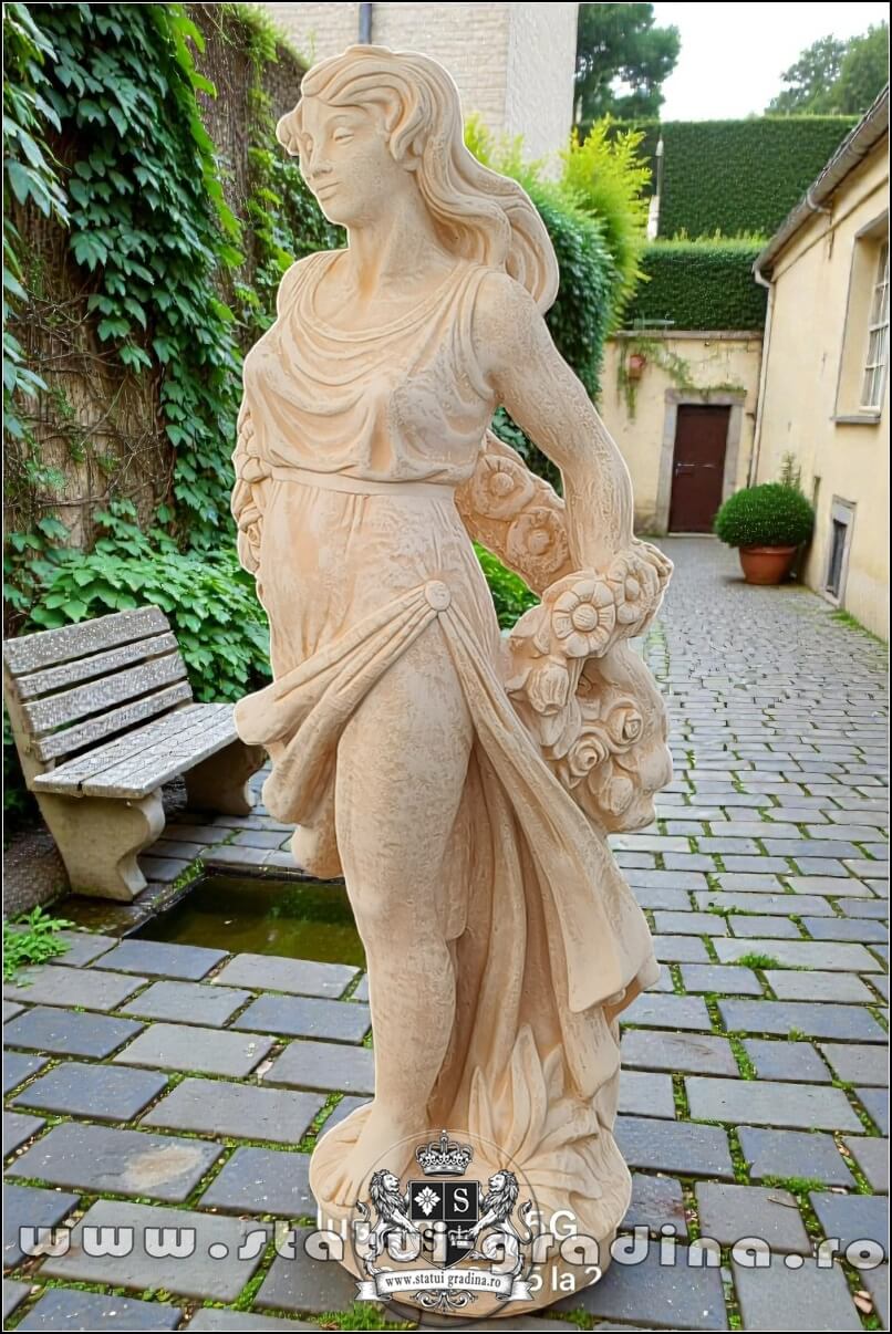 Statuetă domnița cu flori, galben marmorat, model S50. {1} (3)