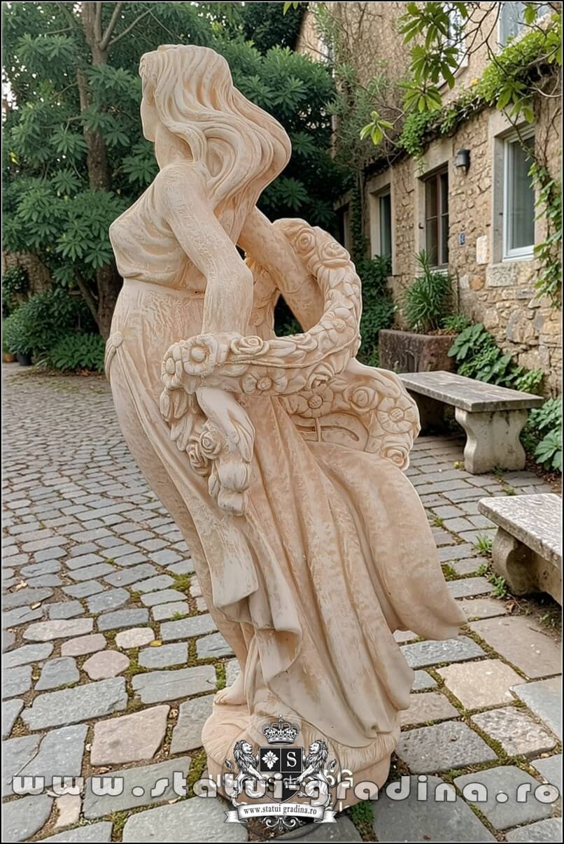 Statuetă domnița cu flori, galben marmorat, model S50. {1} (6)