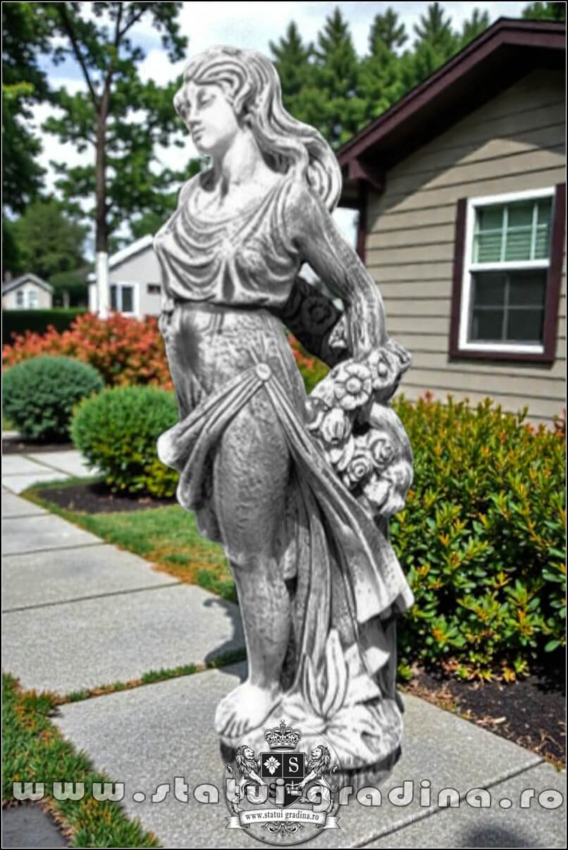 Statuetă domnița cu flori, gri marmorat, model S50. (3)