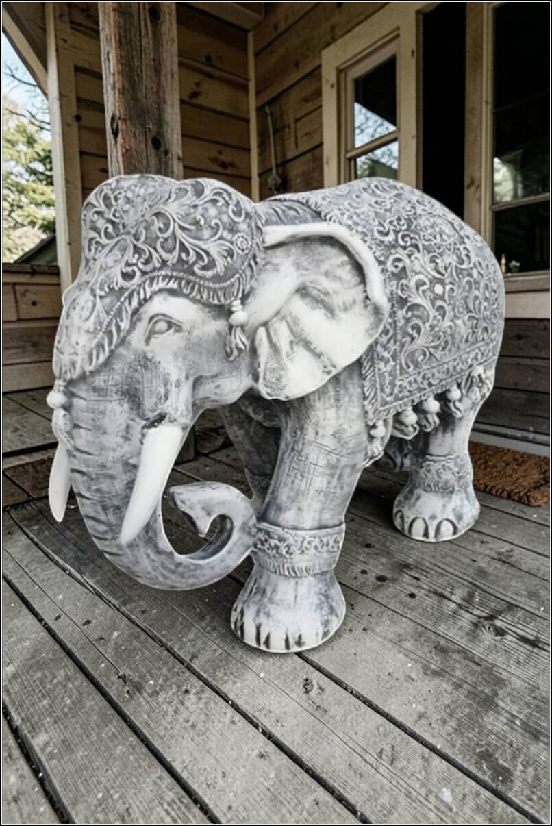 Statuetă elefant mare, gri patinat, model S54. (2)