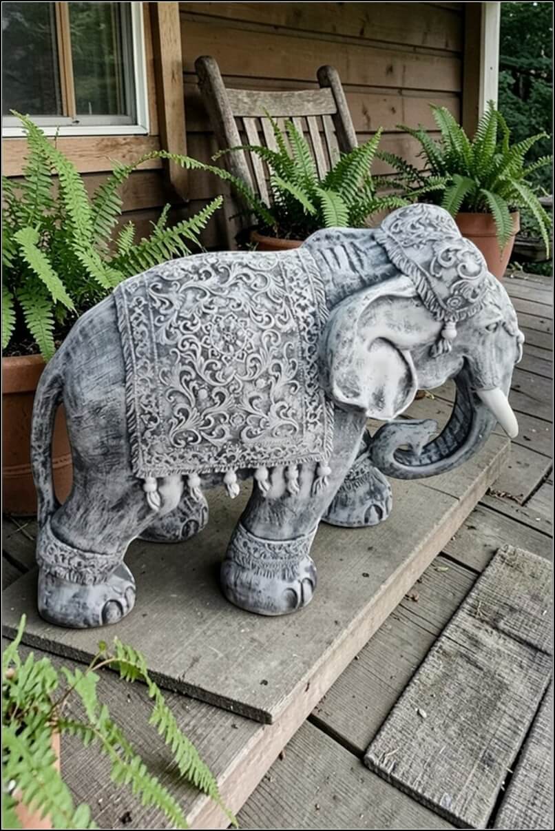 Statuetă elefant mare, gri patinat, model S54. (3)