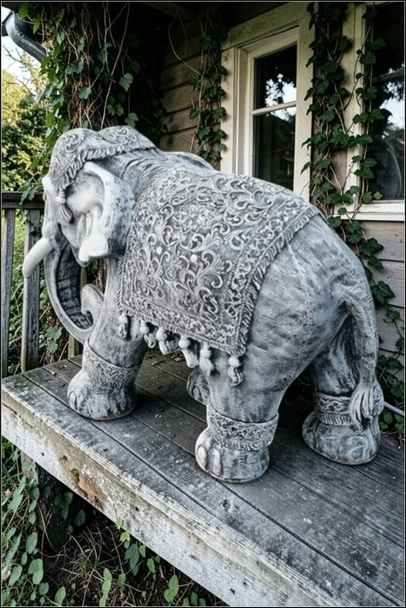 Statuetă elefant mare, gri patinat, model S54. (4)