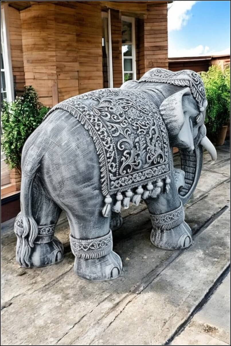 Statuetă elefant mare, gri patinat, model S54. (5)