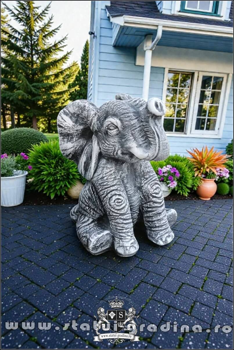 Statuetă elefant mic, gri patinat, model S62. (1)