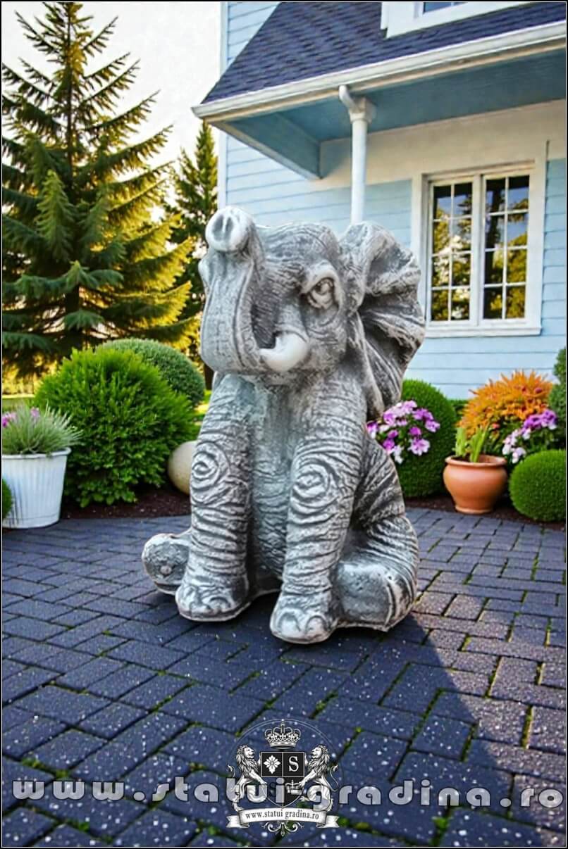 Statuetă elefant mic, gri patinat, model S62. (2)