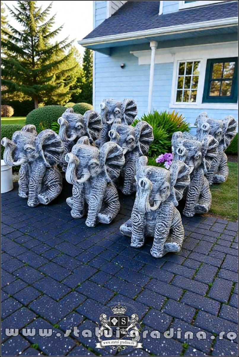 Statuetă elefant mic, gri patinat, model S62. (4)