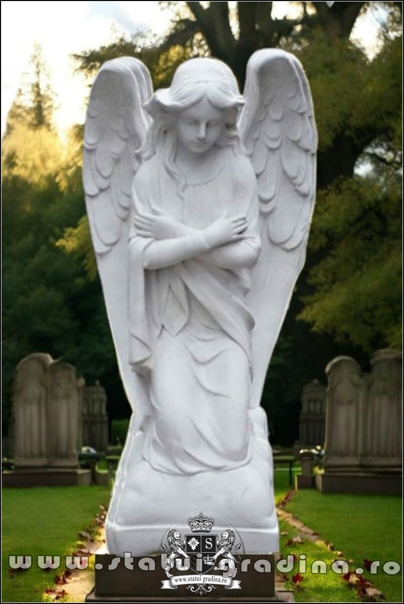 Statuetă îngeraș, alb marmorat, model S59. (1)