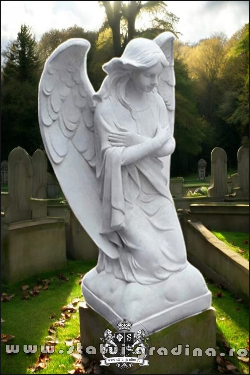 Statuetă îngeraș, alb marmorat, model S59. (2)
