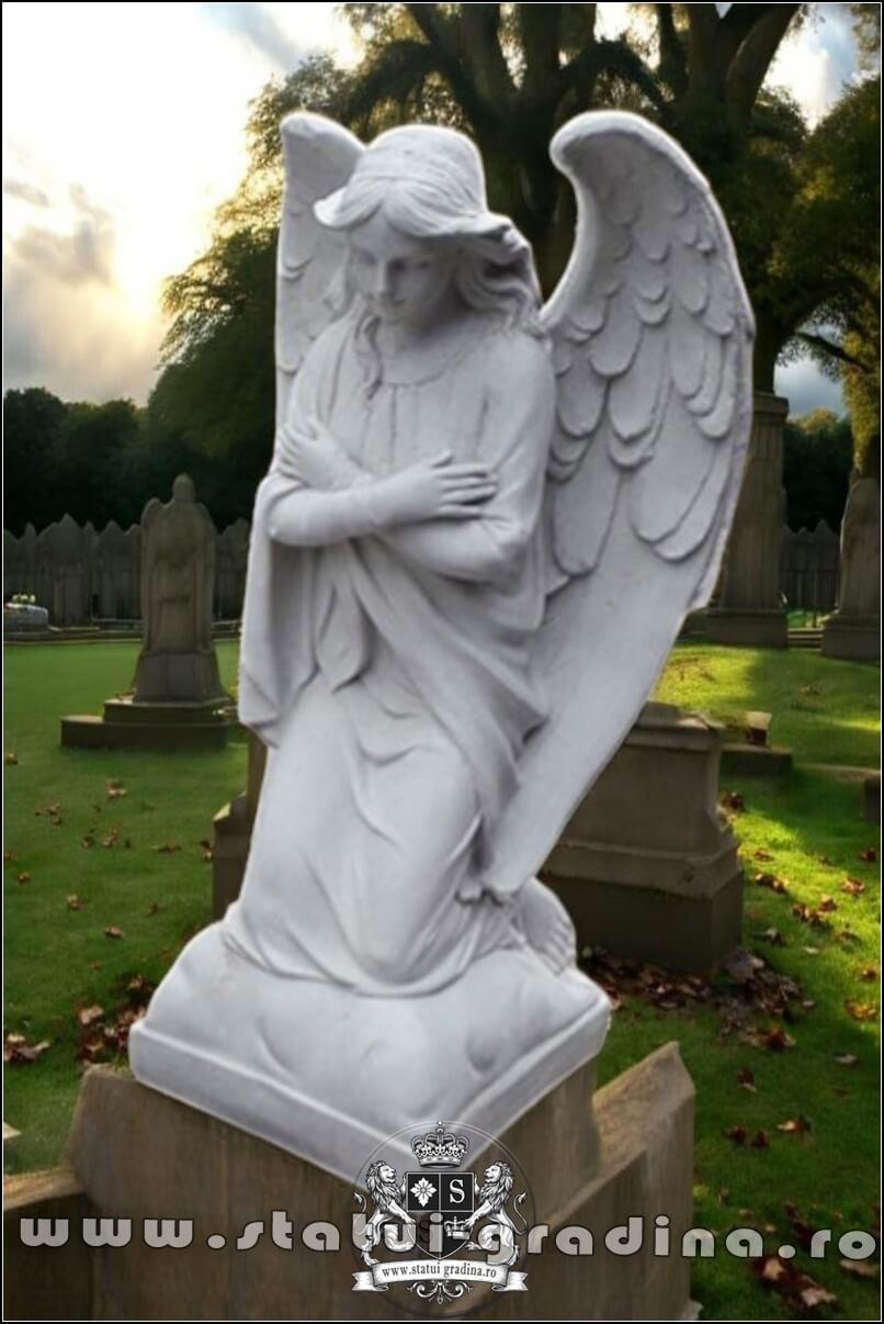 Statuetă îngeraș, alb marmorat, model S59. (3)