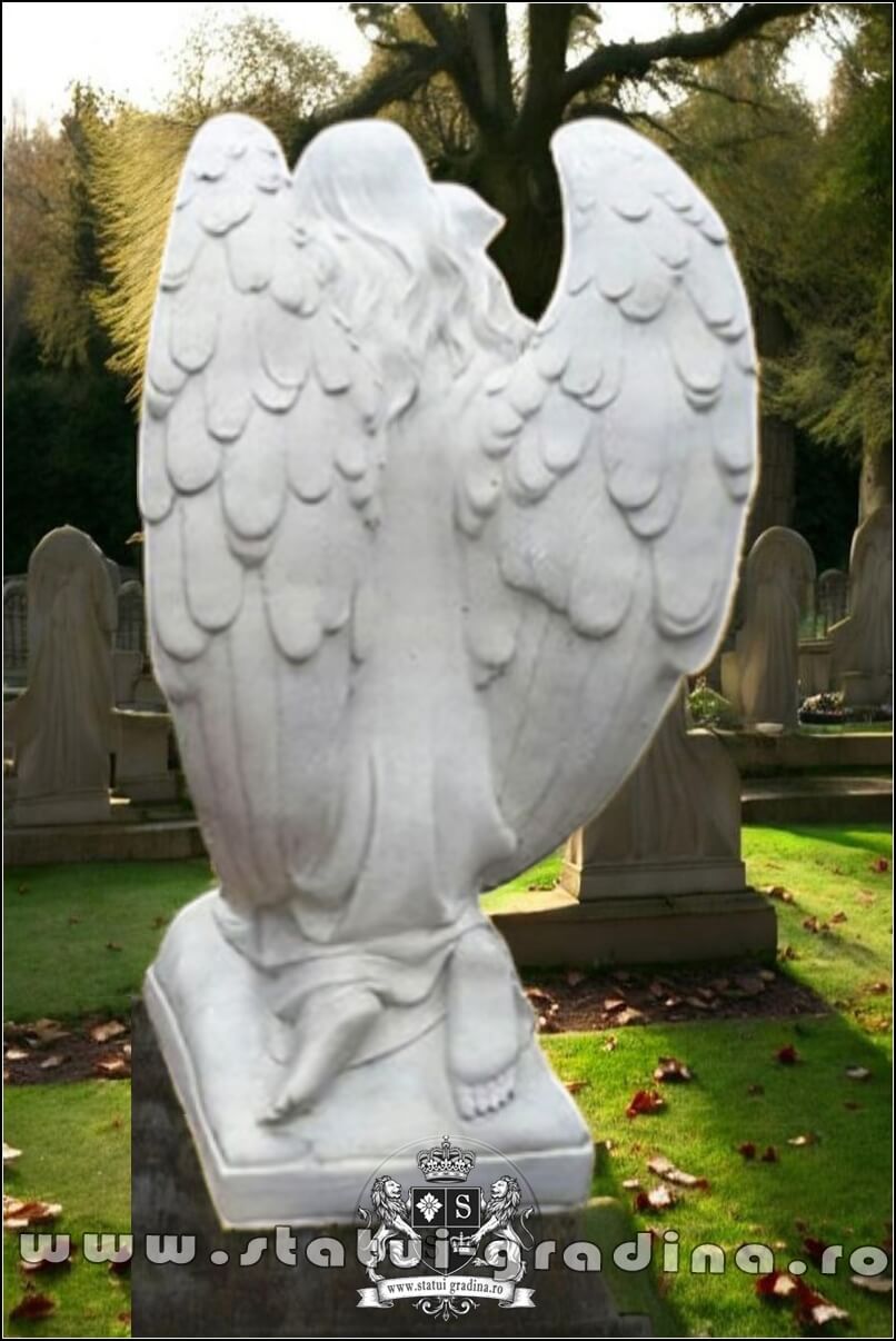 Statuetă îngeraș, alb marmorat, model S59. (4)