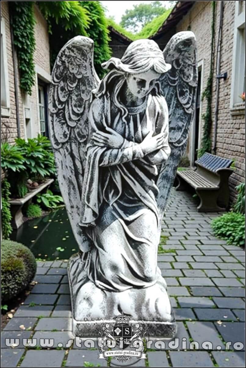 Statuetă îngeraș, gri patinat, model S59. (1)